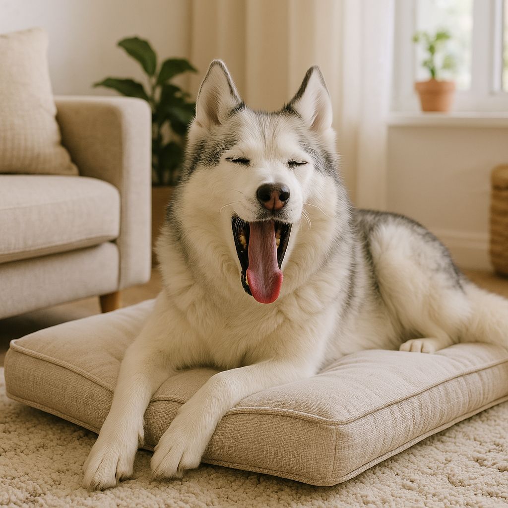 Hund gähnt