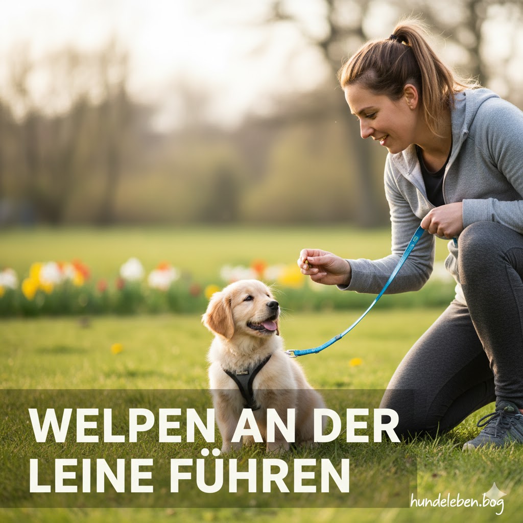 Welpen an der Leine führen