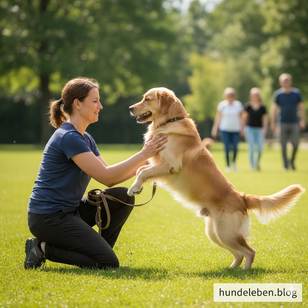 Hund springt Menschen an