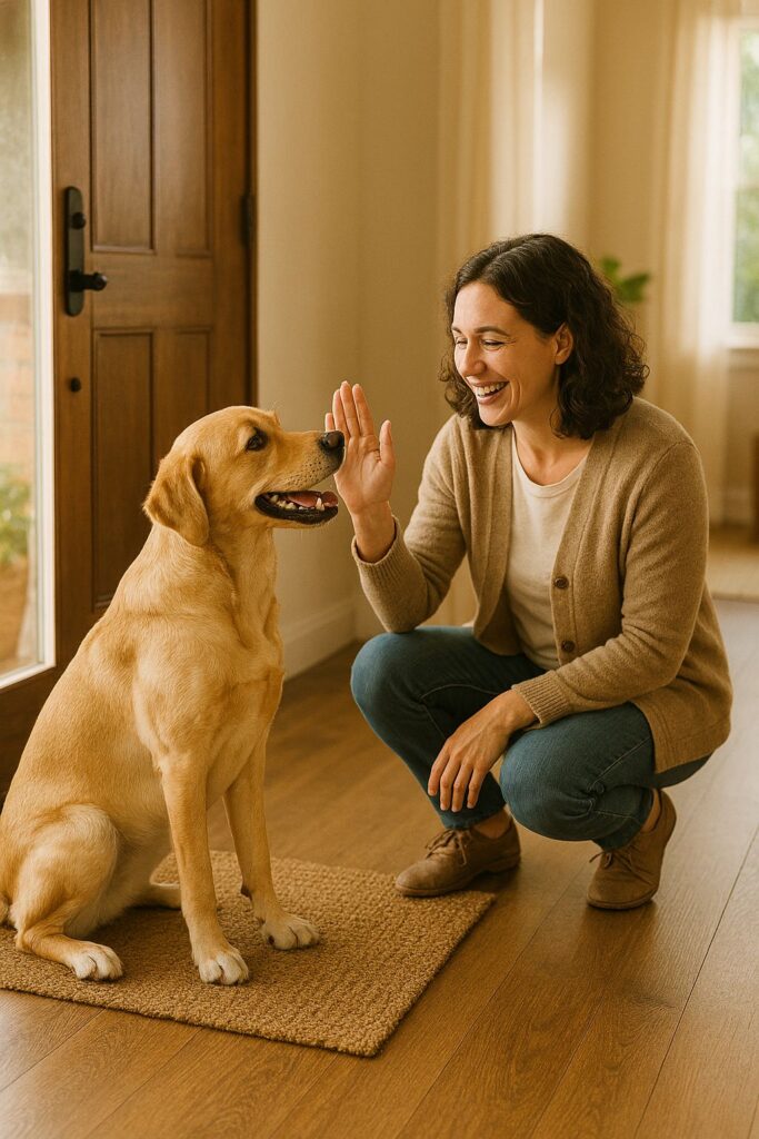 Hund springt Menschen an